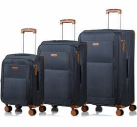 CHAMPS Classic Collection - 3-piece Softside Luggage set - Grey 3-piece Spinner set - 28in. - 24in. - 20in. - 1200D Lightweight with 360 Degree Double Wheels - TSA Locks - Expandable